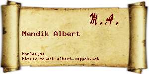 Mendik Albert névjegykártya